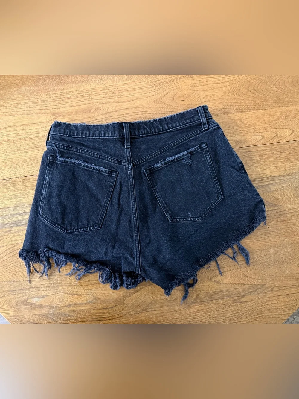 Abercrombie & Fitch Black Frayed Denim Shorts